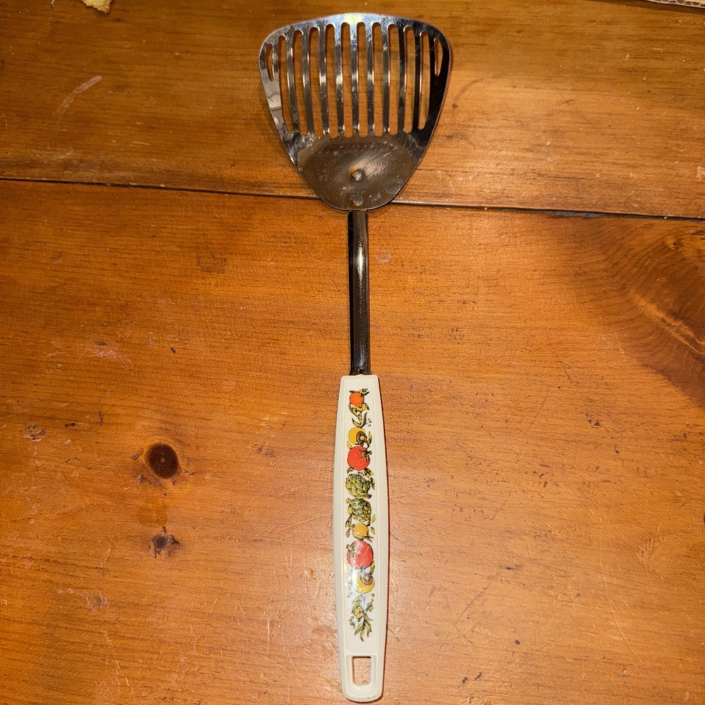 EKCO Chrome VTG Spice Of Life Country Vegetable Kitchamajig Slotted Spatula Tool